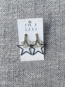 Double Star Earring - black