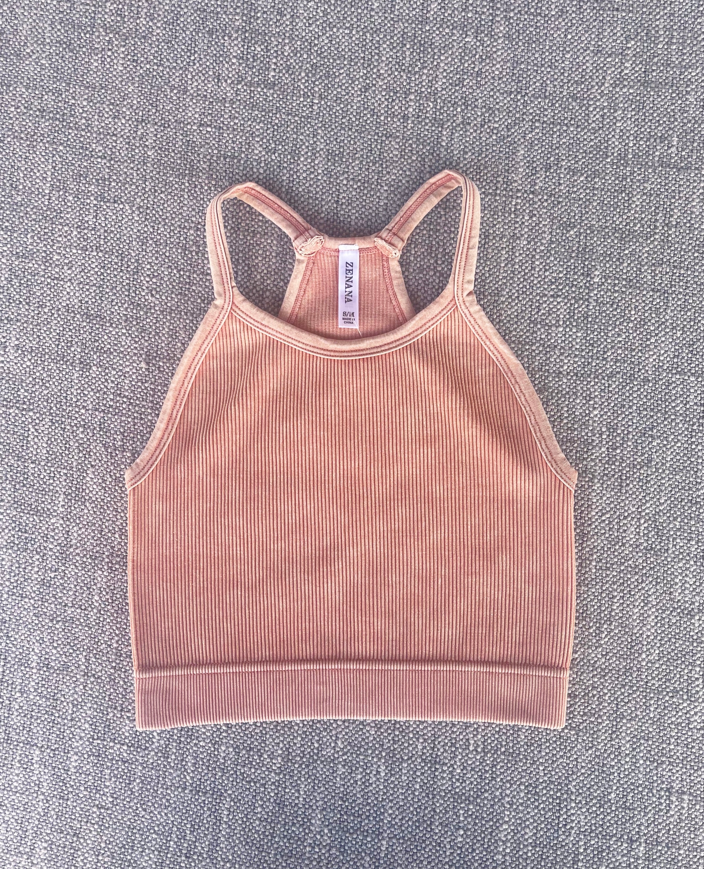 CoCo Cropped Tank- acid wash ash rose