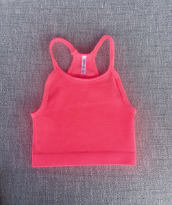 CoCo Cropped Tank- Neon Coral Pink