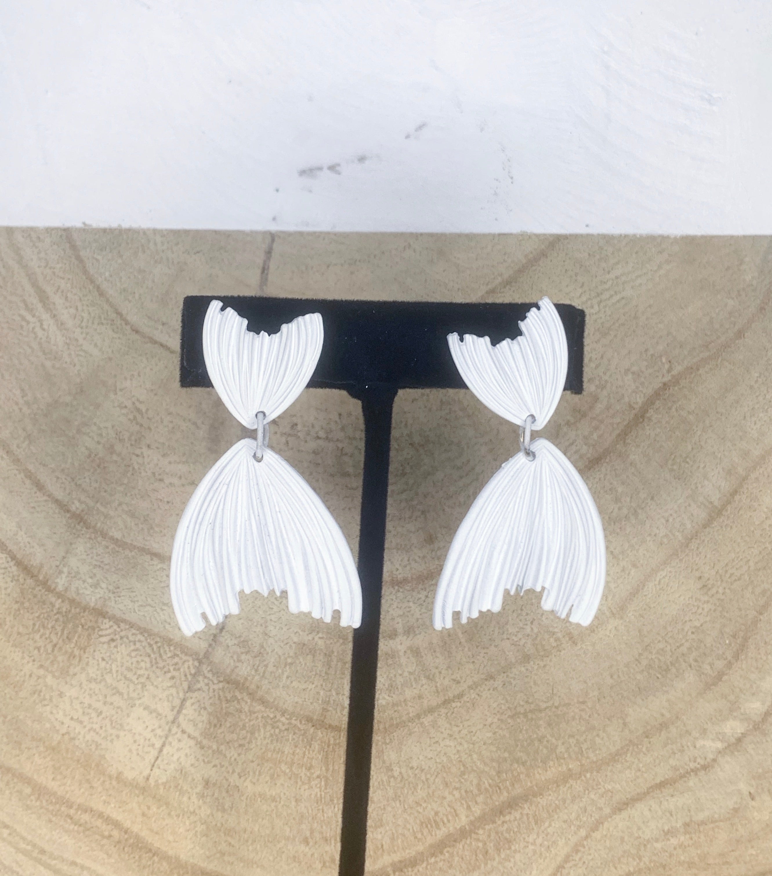Tail Fin Earrings- White