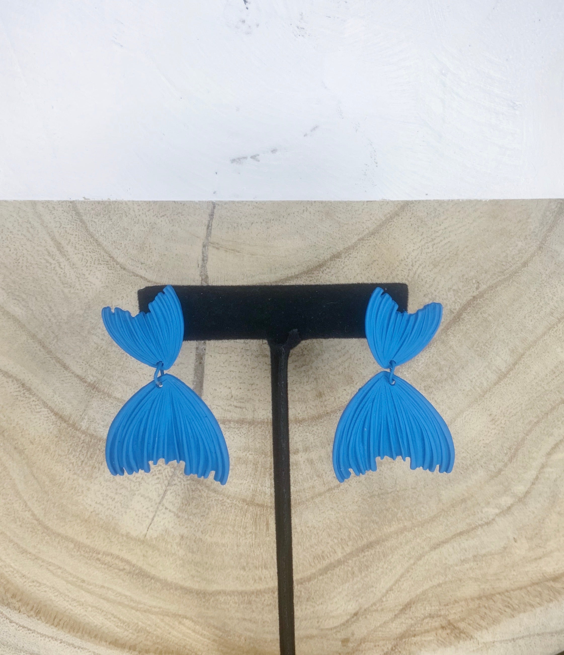 Tail Fin Earrings -Blue