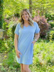 Ashley T-Shirt Dress - Spring Blue