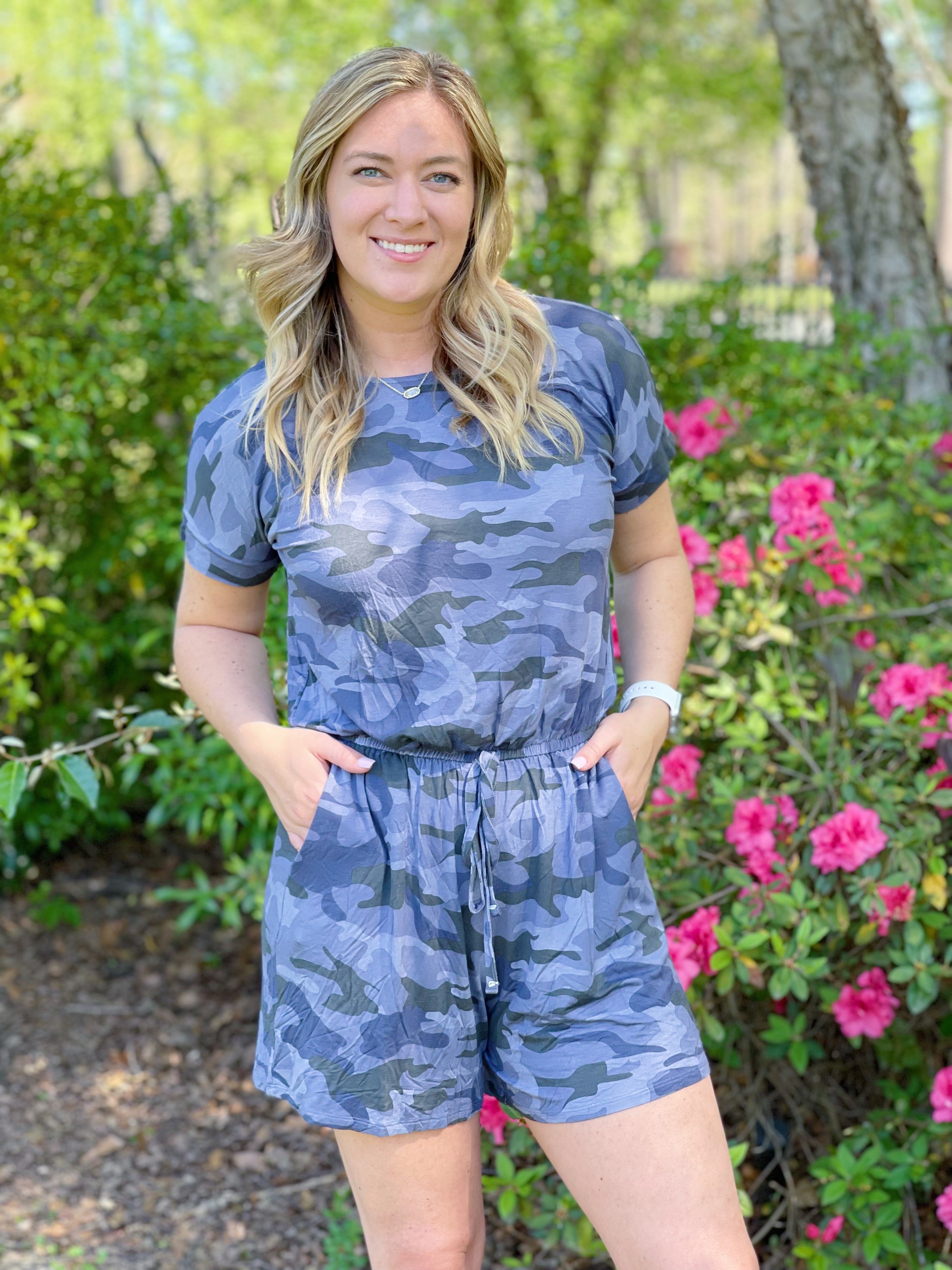 Navy Camo Romper