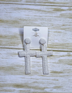 Beaded Cross Earrings