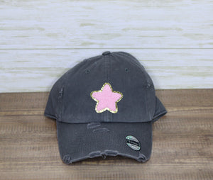 Star fuzzy patch hat