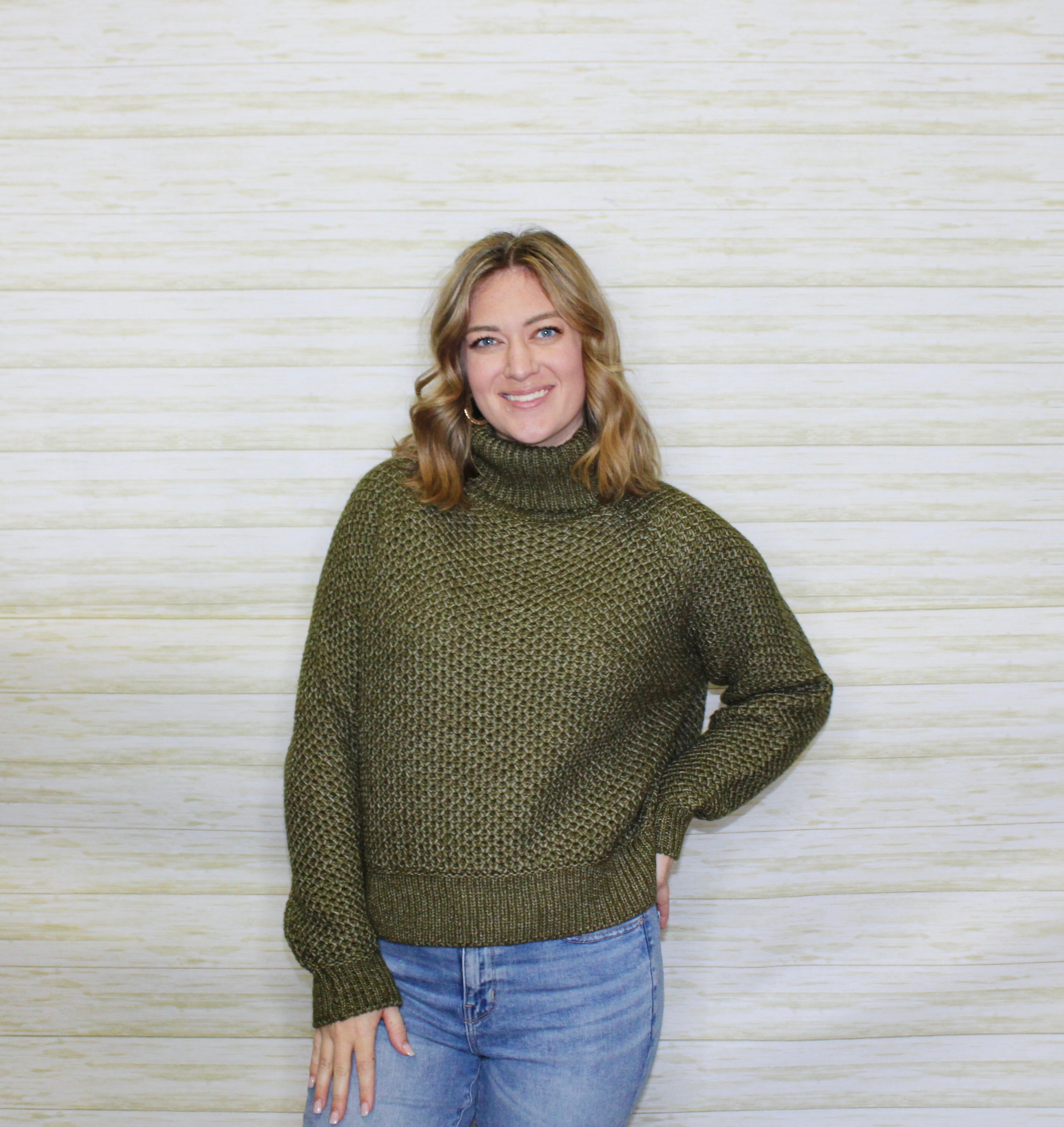 Cozy Turtleneck Sweater-olive