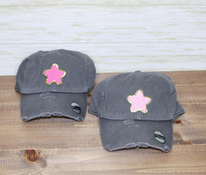 Star fuzzy patch hat