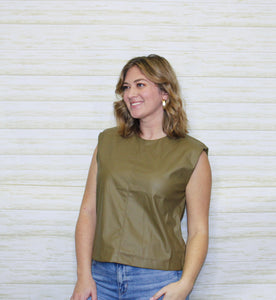 Lillian Leather Top-Mocha